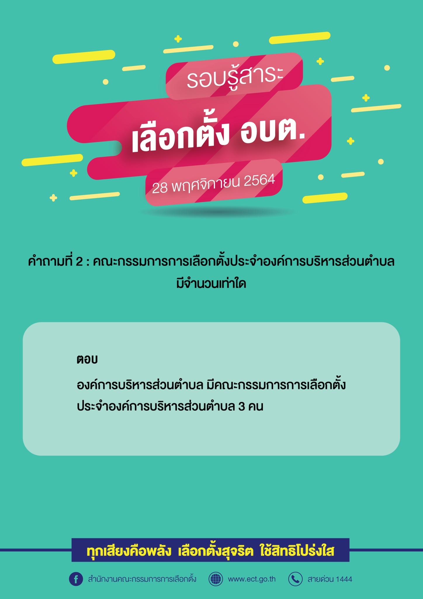 รวมคำถามคำตอบเกี่ยวกับการเลือกตั้ง อบต.  28 พฤศจิกายน 2564