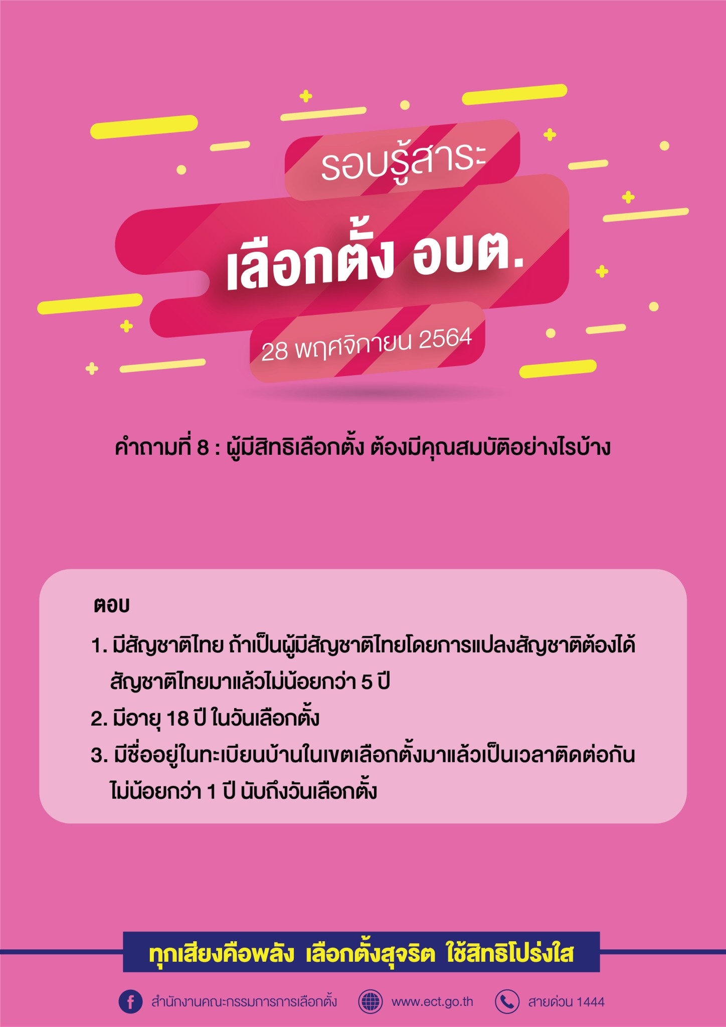 รวมคำถามคำตอบเกี่ยวกับการเลือกตั้ง อบต.  28 พฤศจิกายน 2564