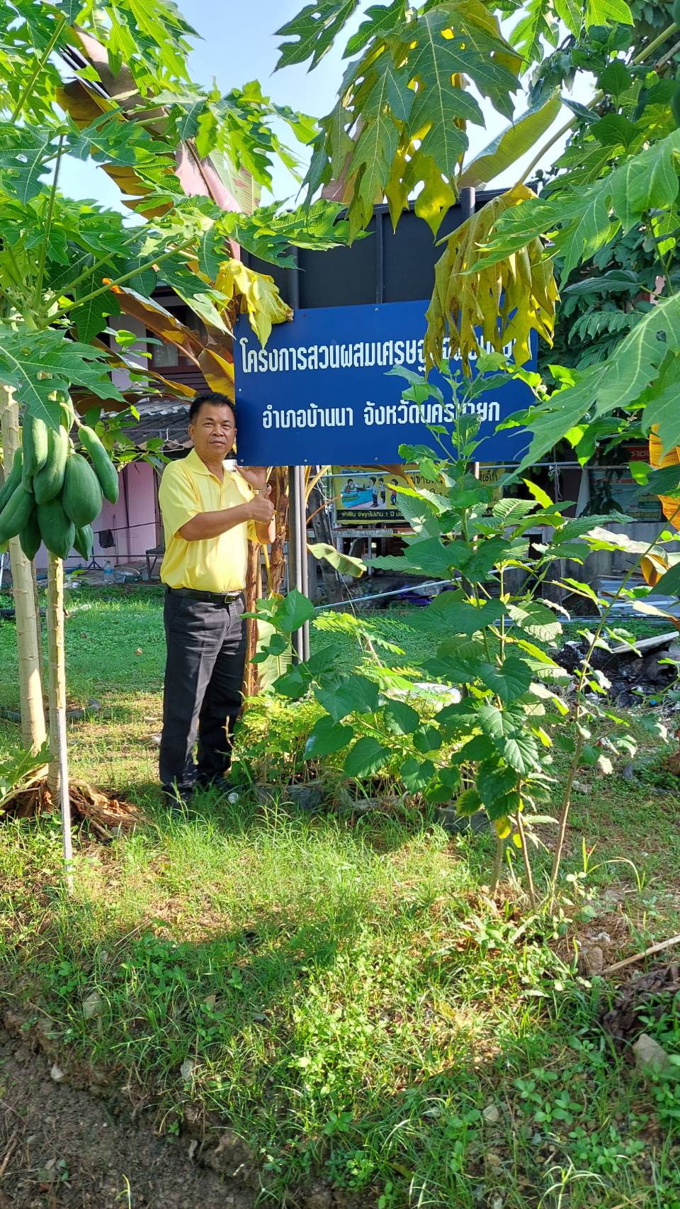 …พัฒนาการจังหวัดลงพื้นที่เยี่ยมแปลงศูนย์เรียนรู้เศรษฐกิจพอเพียง ที่ว่าการอำเภอบ้านนา