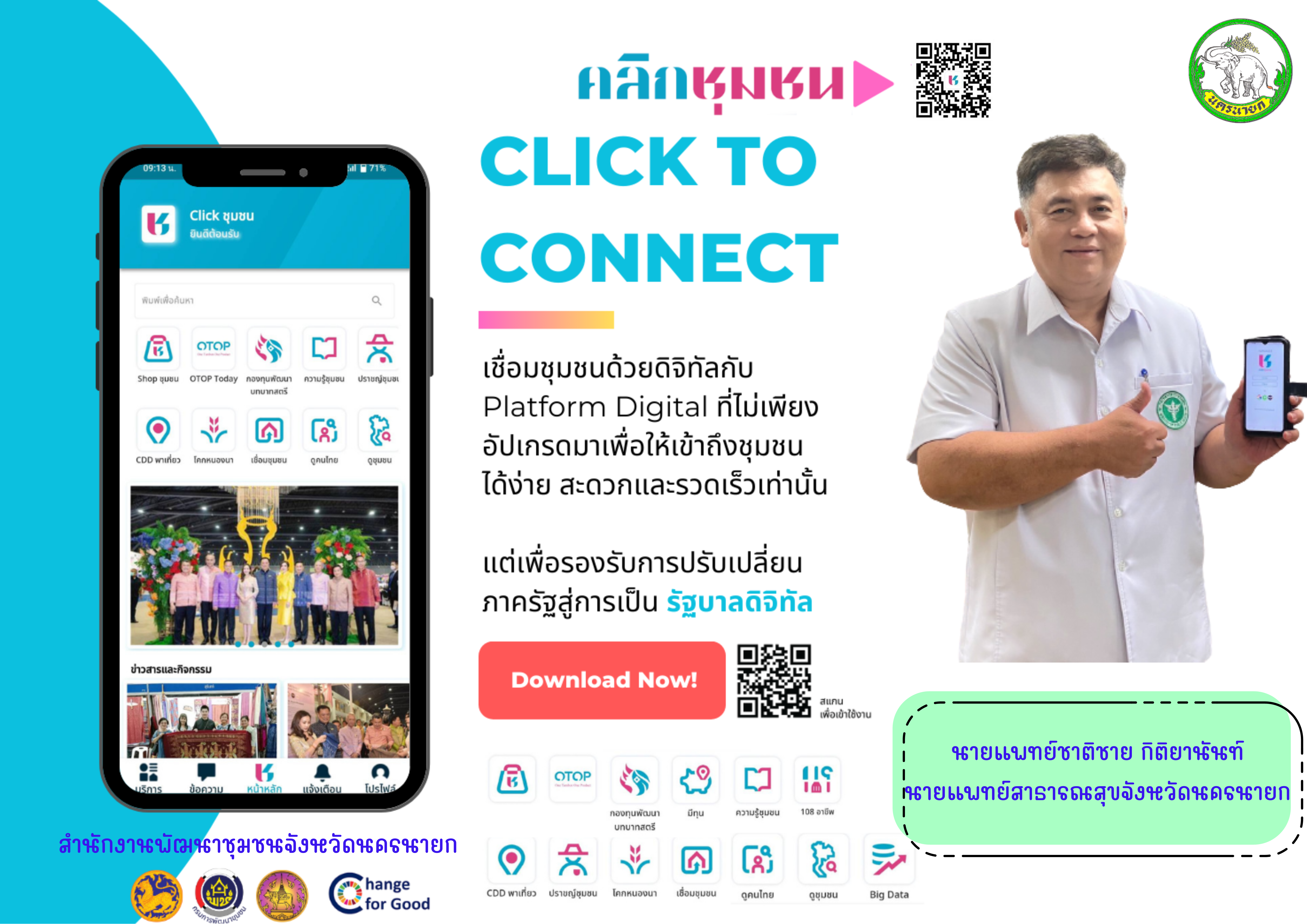 …จังหวัดนครนายก ประชาสัมพันธ์ Application “Click ชุมชน” เรียนรู้ ดู เที่ยวทั่วไทยในคลิกเดียว