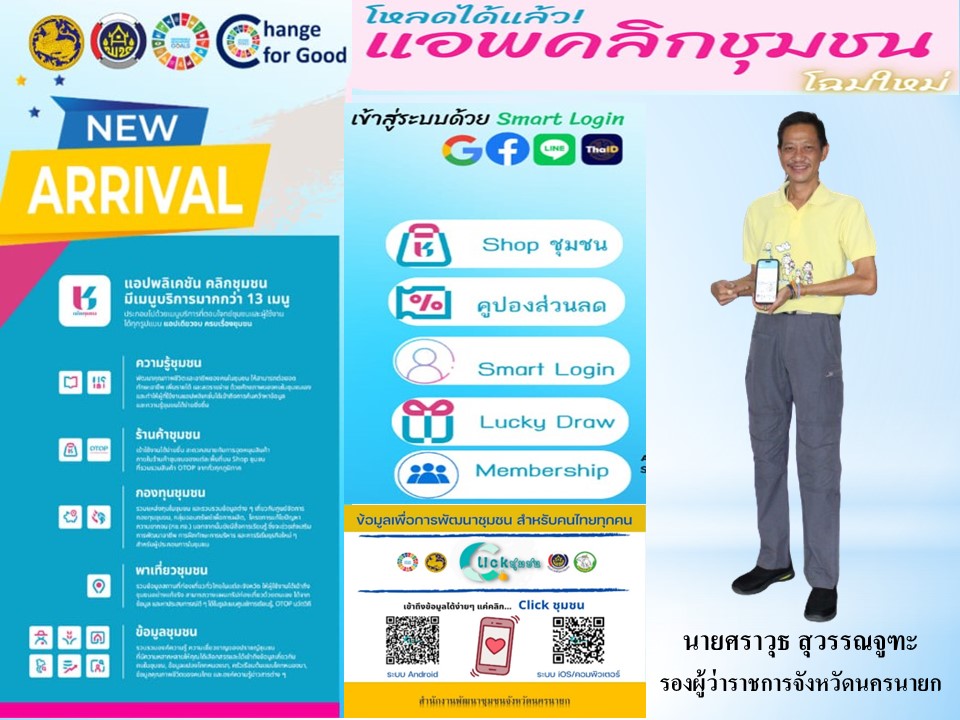 …พช.นครนายก ขอเชิญชวนดาวน์โหลดแอพลิเคชั่น “Click ชุมชน” ผ่าน หัวหน้าส่วนราชการระดับจังหว้ด