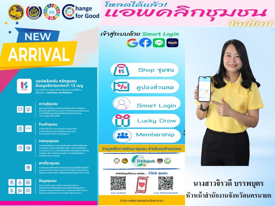 …พช.นครนายก ขอเชิญชวนดาวน์โหลดแอพลิเคชั่น “Click ชุมชน” ผ่าน หัวหน้าส่วนราชการระดับจังหว้ด