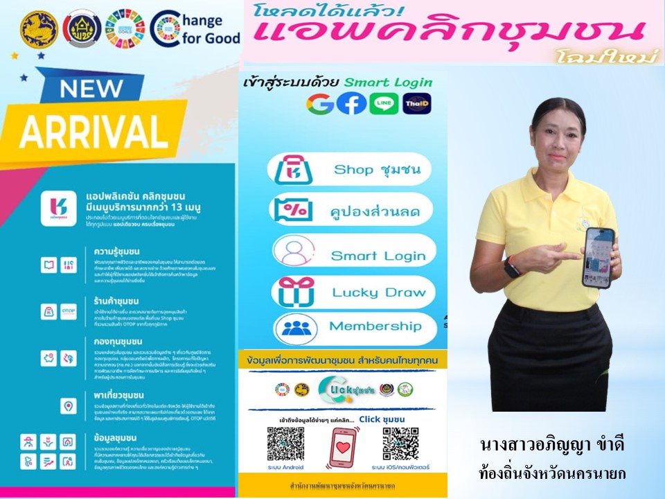 …พช.นครนายก ขอเชิญชวนดาวน์โหลดแอพลิเคชั่น “Click ชุมชน” ผ่าน หัวหน้าส่วนราชการระดับจังหว้ด